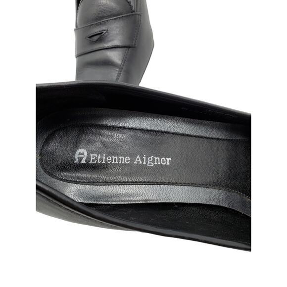 Etienne Aigner Womens Labelle Pumps Black Leather Penny Loafers Shoes Sz 8.5M - Picture 5 of 8